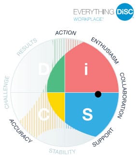 DISC chart showing the four areas of the disc profiles test